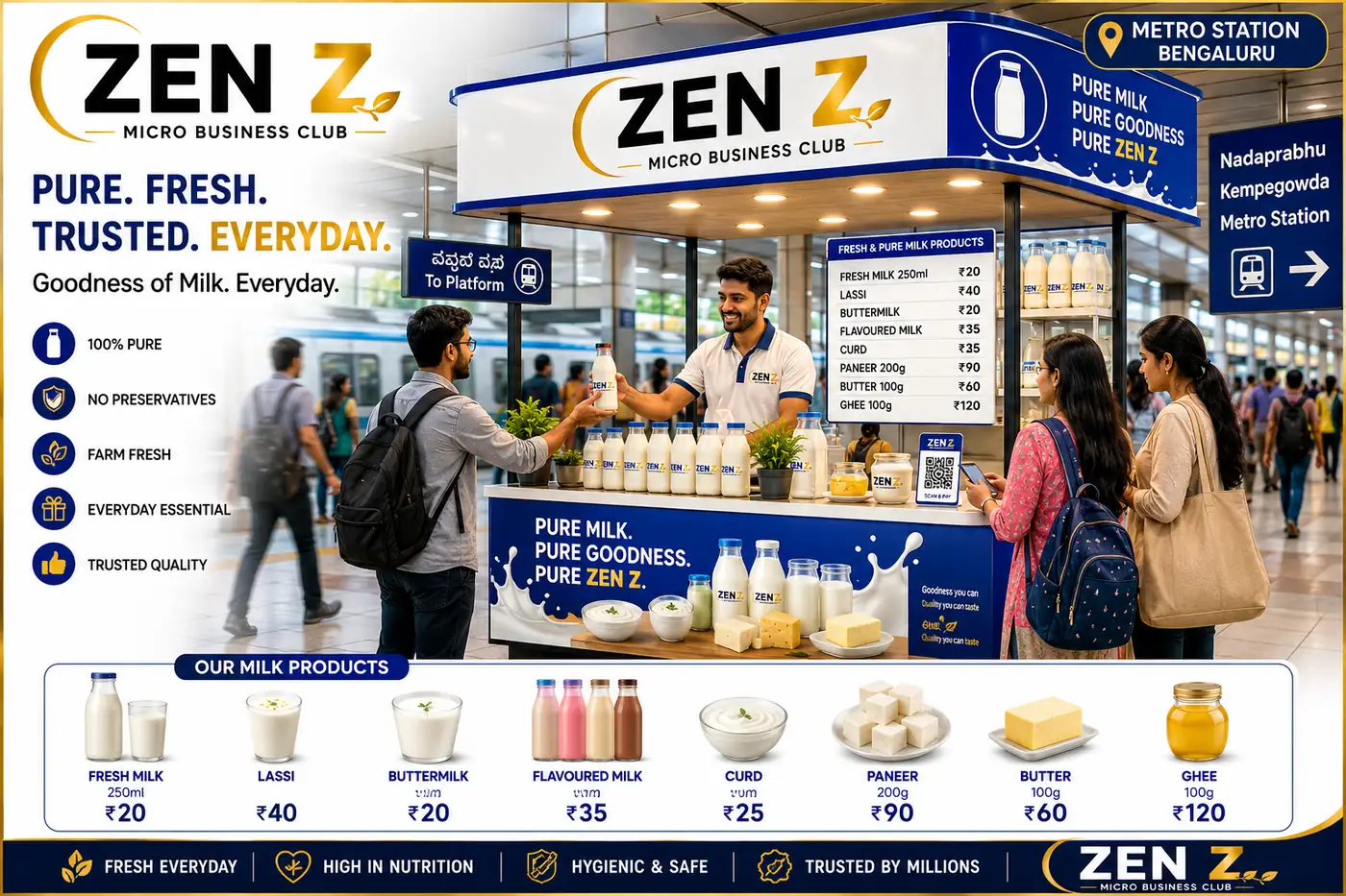 ZEN Z dairy kiosk at Bengaluru metro station