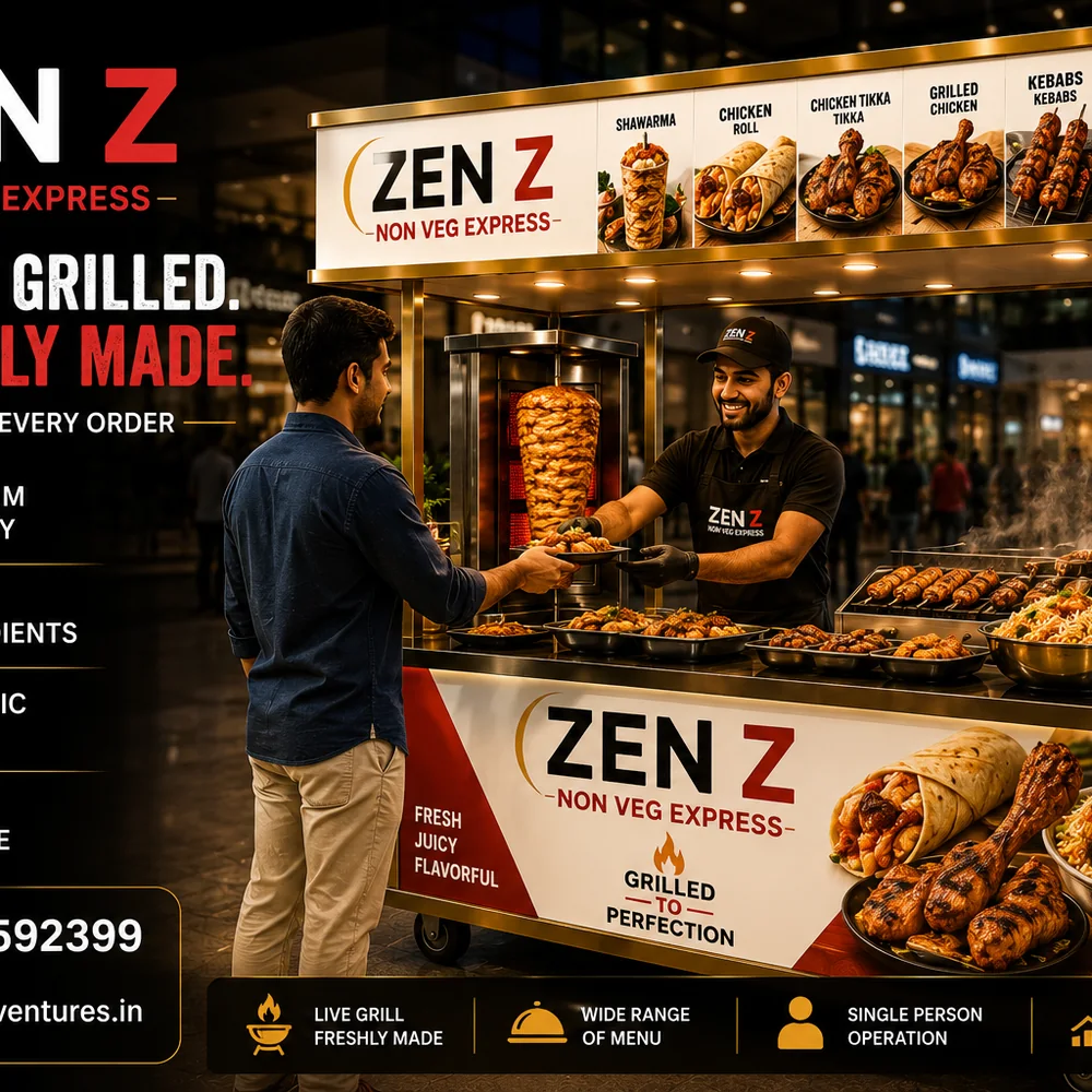 ZEN Z non-vegetarian express trolley serving grilled chicken, rolls and biryani
