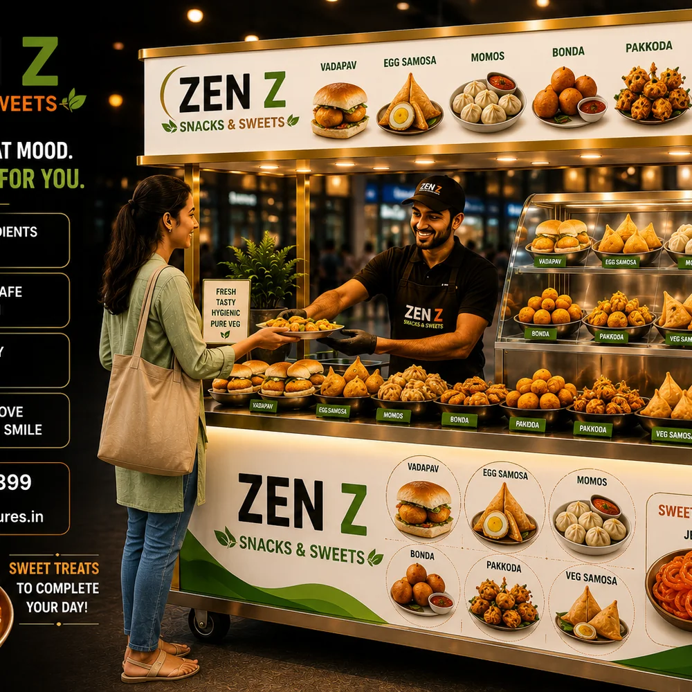 ZEN Z snacks and sweets trolley serving Indian street-food favourites