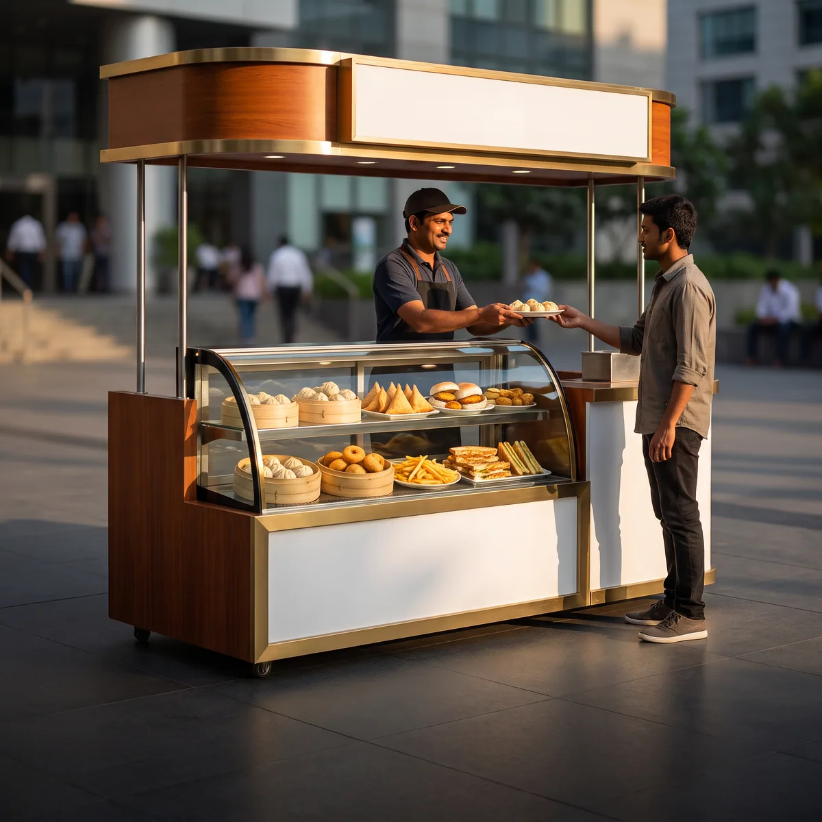 A ZEN Z Food Express trolley with its operator at the counter